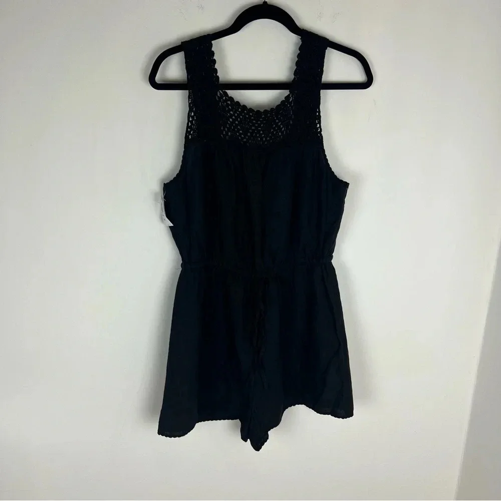 NWT Aritzia Wilfred Delfina Romper Black 100% Linen Size M B38